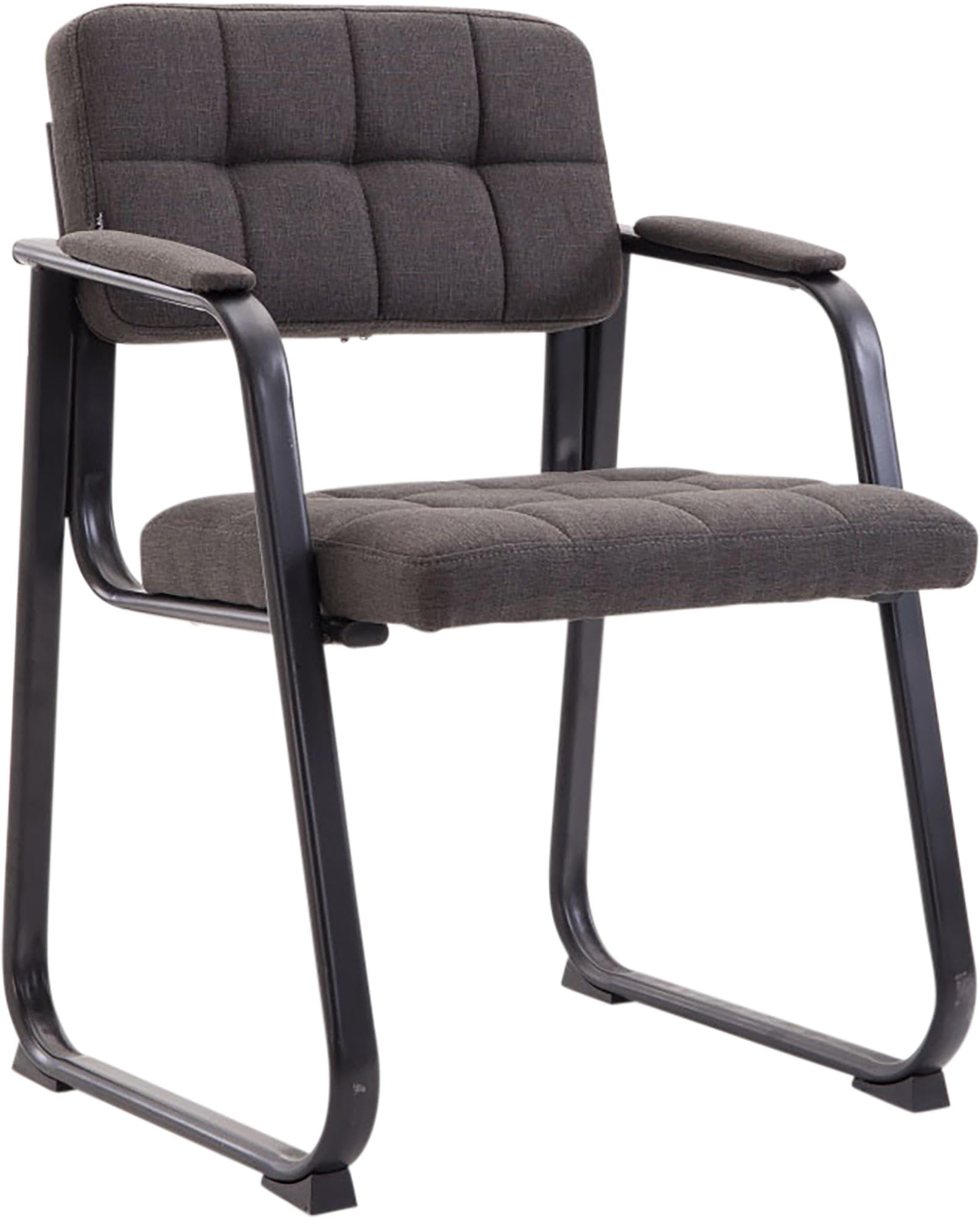 CLP Sedia con braccioli Canada B, sedia visitatore imbottita, struttura in metallo nero opaco, sedia da conferenza, sedia sala d attesa tessuto, Colore:grigio scuro