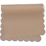 Ava + Oliver Vegan Leather Baby Changing Mat (16 X 30 in) - Multipurpose Wipeable and Portable Diaper Mat - Foldable for Travel (Taupe Scallop)