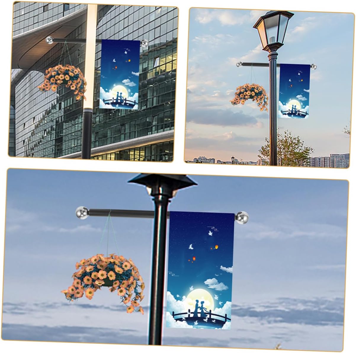 3pcs Outdoor Lamp Post Arm Rest Handle for Flag Display Replacement Cross Handle for Garden Light Poles for Flag