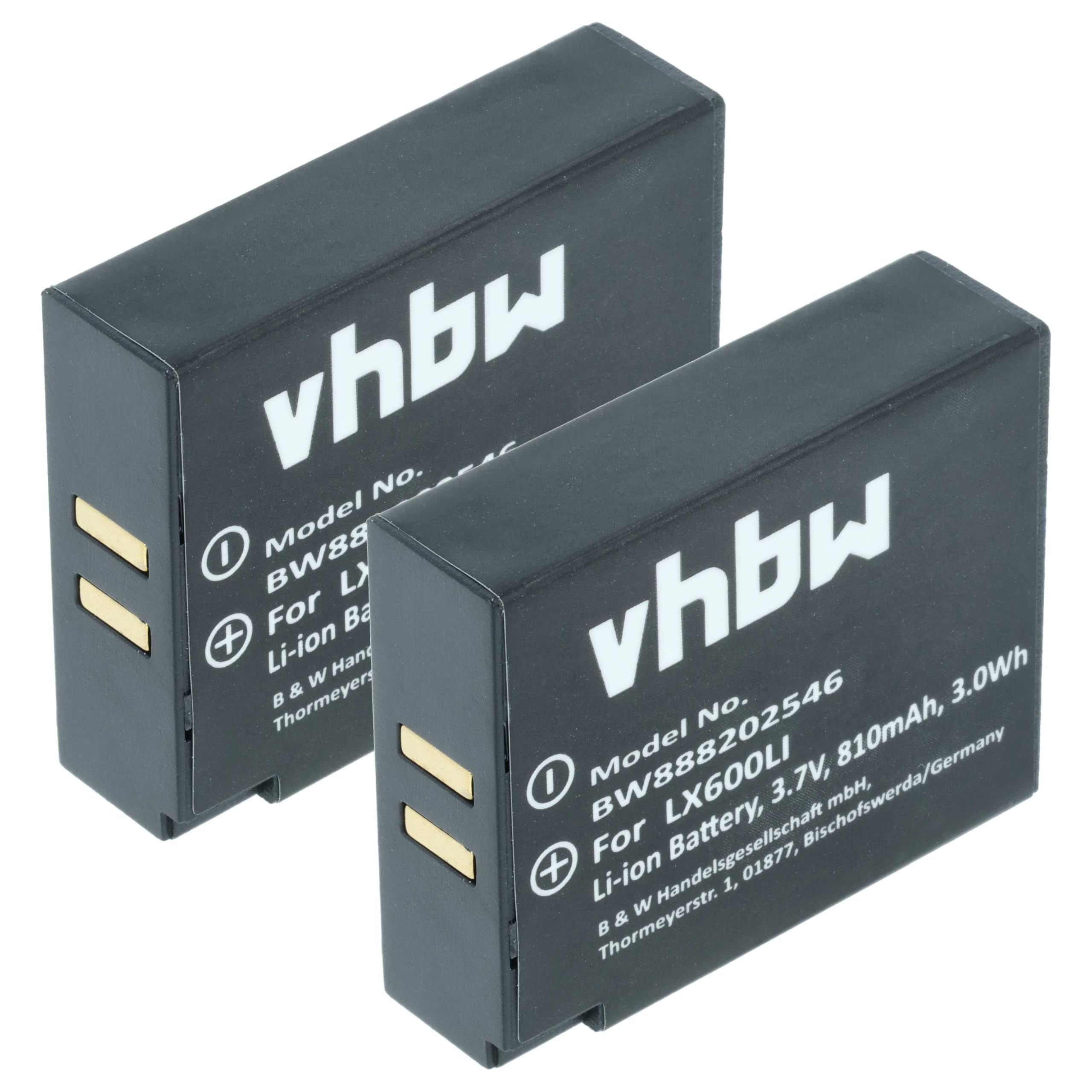 vhbw 2x batteria compatibile con Eartec HUB, Hub Systems, HUB5S, UltraLITE, HUB HD Mini-Base auricolari cuffie wireless (810mAh, 3,7V, Li-Ion)