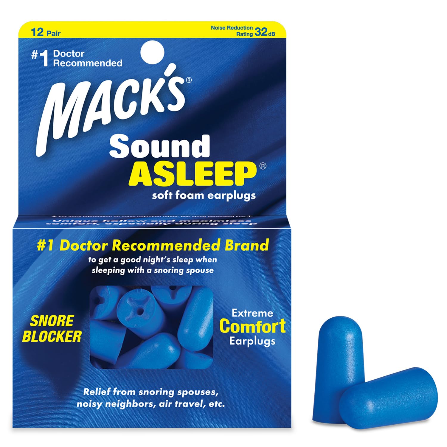 Mack's Sound Asleep Ear Plugs (12 Pair) - Dark Blue