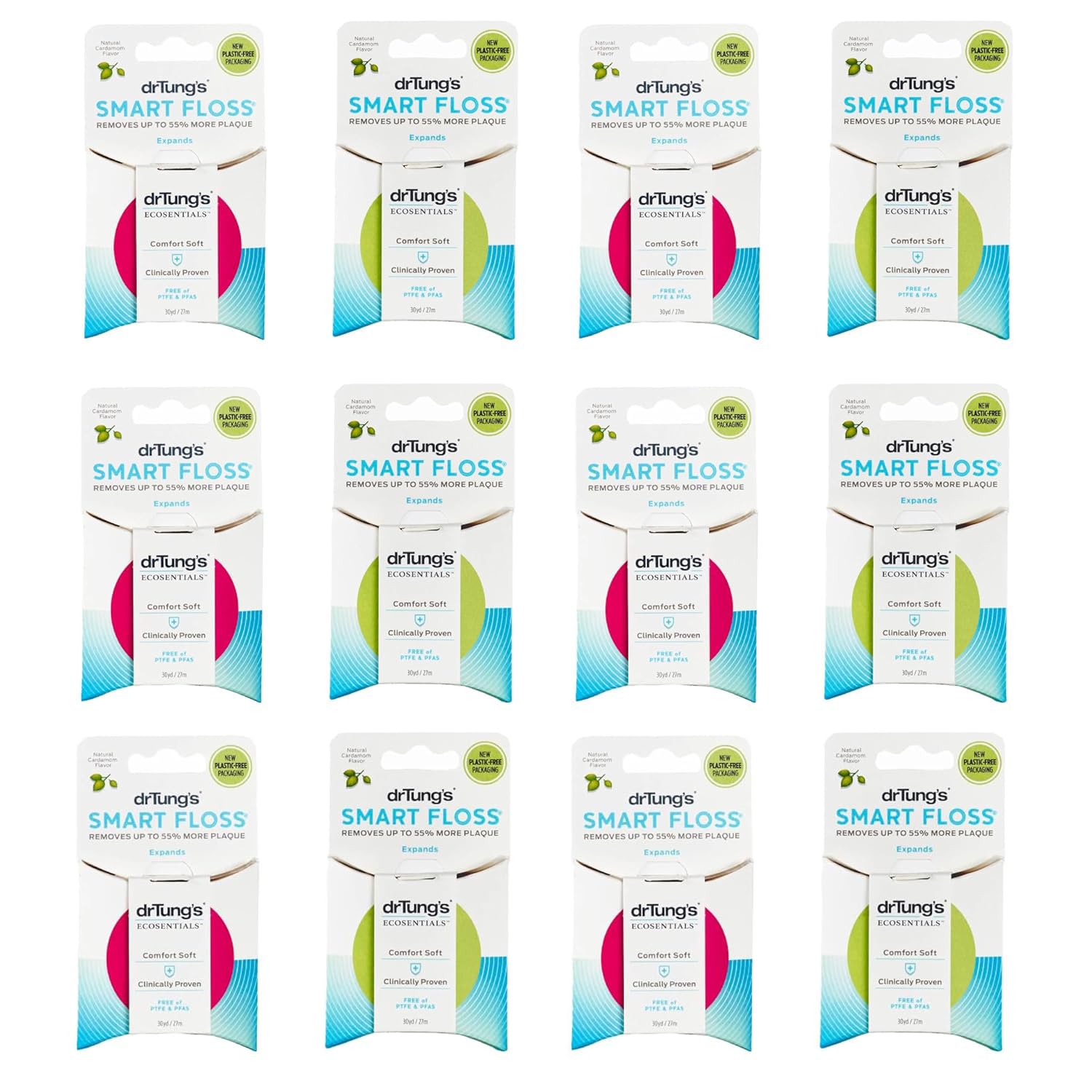 Dr. Tung's Smart Floss, 30 yds, Natural Cardamom Flavor 1 ea Colors May Vary (Pack of 12)
