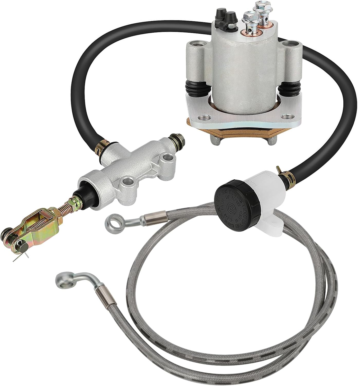 M MATI Rear Brake Caliper & Master Cylinder & Hose Line for Polaris 400 450 500 570 800 ETX Hawkeye 325 400 2011-2020 1911415 1911688 1912301 1911671 1913040