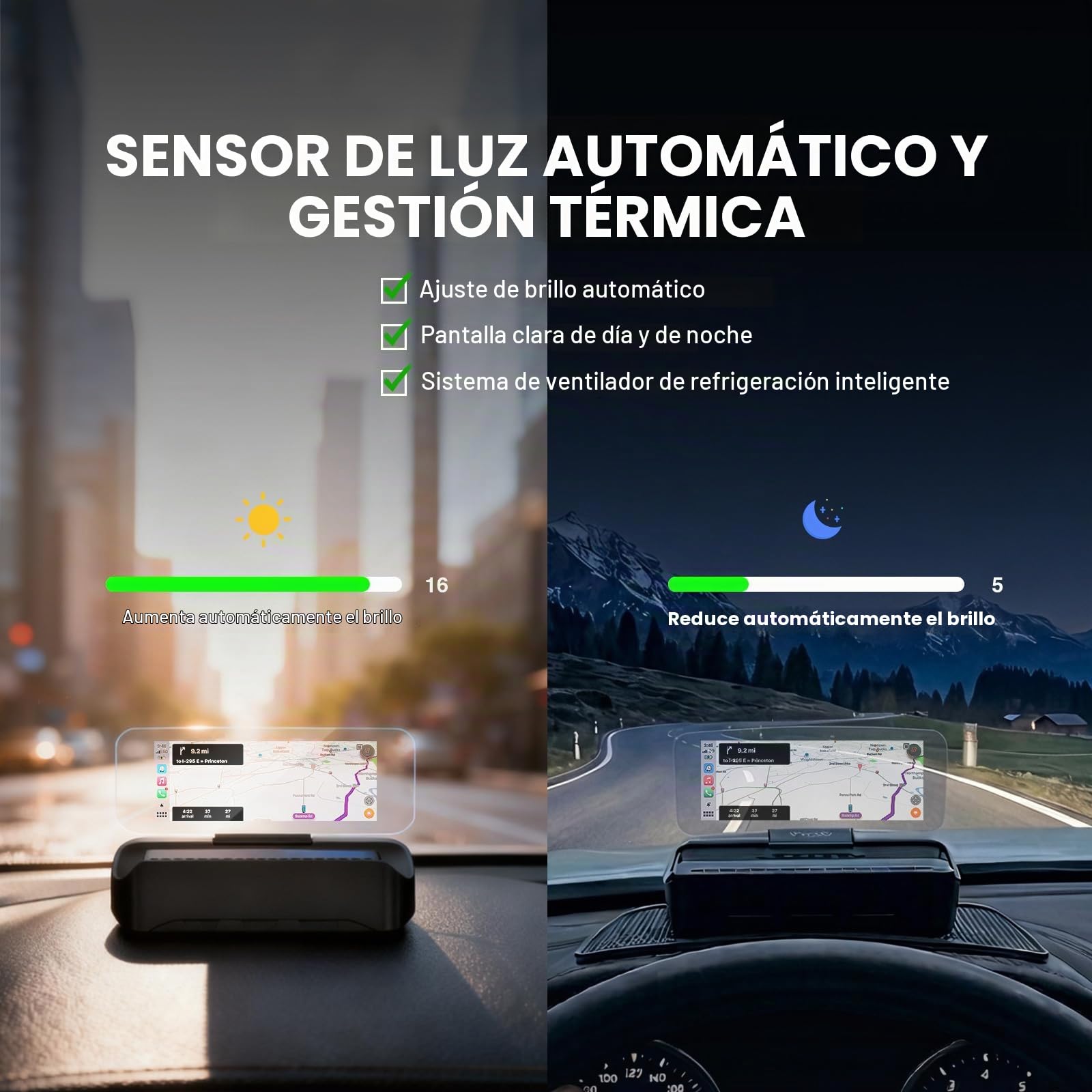 VIVIHUD V3-SE Carplay inalámbrico Android coche HUD Head-Up Display Cluster Pantalla HD reflector de imagen Bluetooth OBD2 GPS velocímetro Plug-and-Play Inteligente Brillo Automático