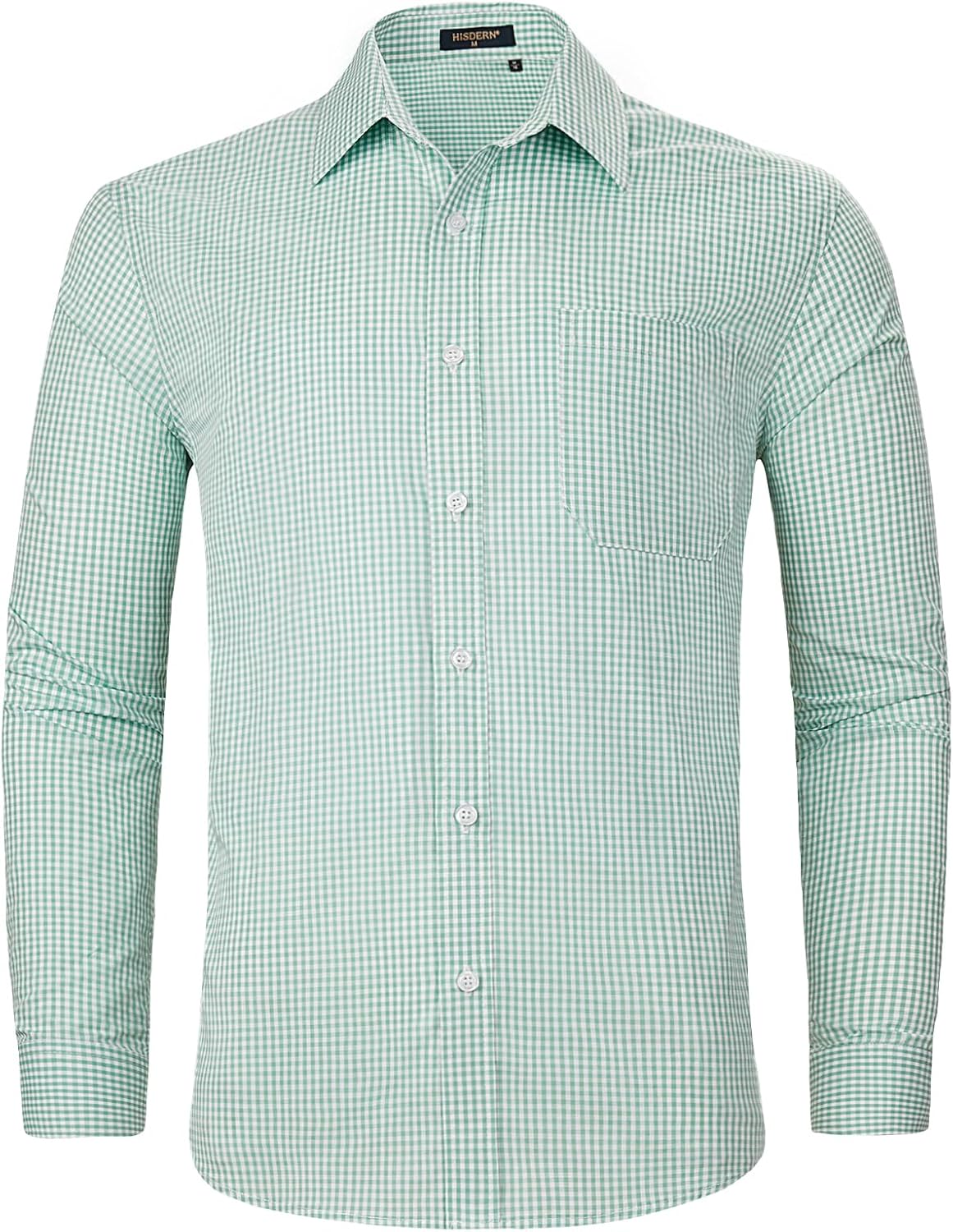 HISDERN Mens Casual Dress Shirts Plaid Button Down Shirt Long Sleeve Formal Business Gingham Shirt for Men - Image 4
