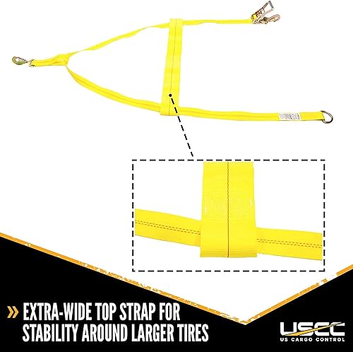 Miniatura 4 de US Cargo Control Red de rueda ajustable con correa superior de 4 pulgadas, equipada con gancho torcido y trinquete con gancho a presión, fácil de