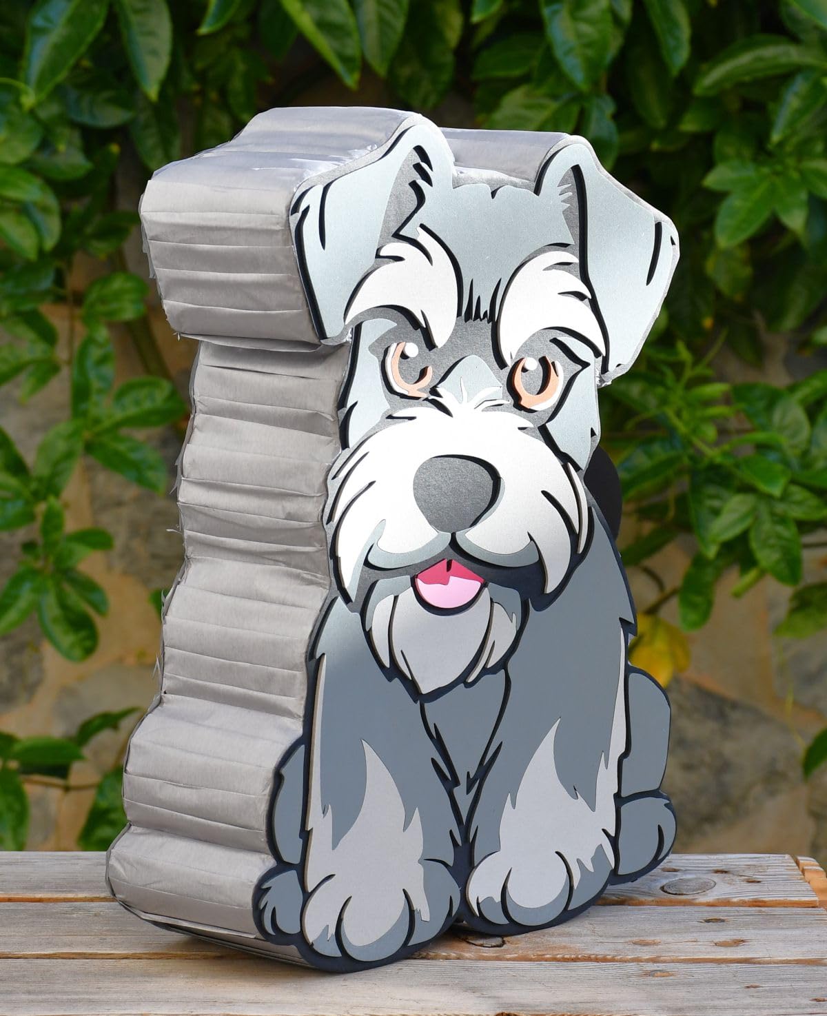 Piñata cumpleaños infantil hecha a mano Perrito Schnauzer (Grande 60x45x10 Centímetros)