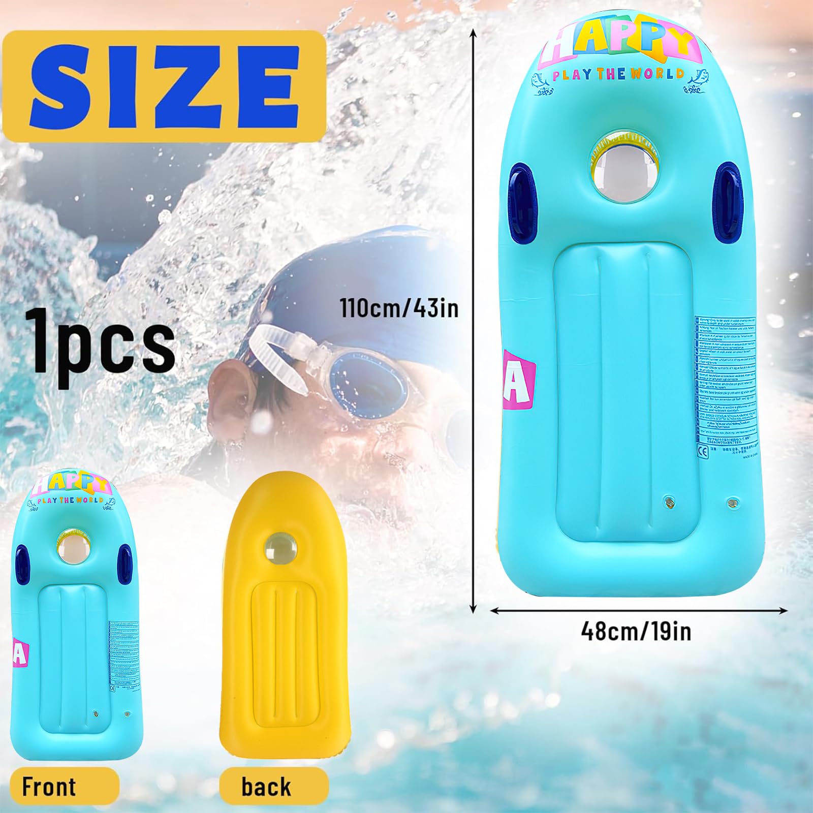 Tavola Da Surf Gonfiabile Per Bambini - Design Frutta, 75x50 Cm, Per Piscina E Spiaggia - Foto 2