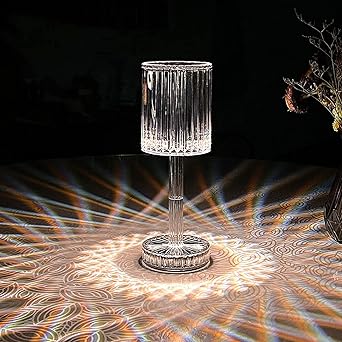 Brienstripe Touching Control Crystal Lamp, Crystal Acrylic Touch Lamp 16 Colors Changing Table Lamp, USB Rechargeable Decorative Lamp, Atmosphere Light for Living Room, Bedroom, Party, Bar, Restaurant