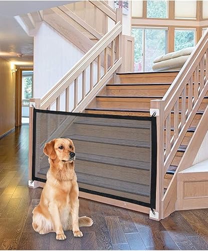 Miniatura 5 de Puerta para mascotas para perros, puerta de tela de malla para perros y mascotas, puerta plegable portátil adecuada para escaleras, puertas