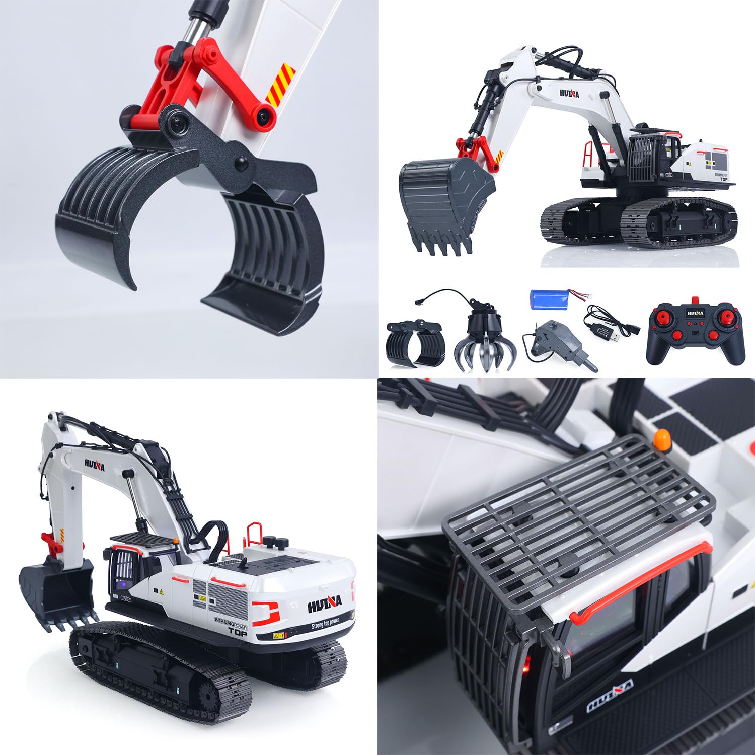 Toucan RC Hobby 1/14 HUINA RC Escavatore in Metallo Modello 1594 Luce RC Batteria 28 CH Suono