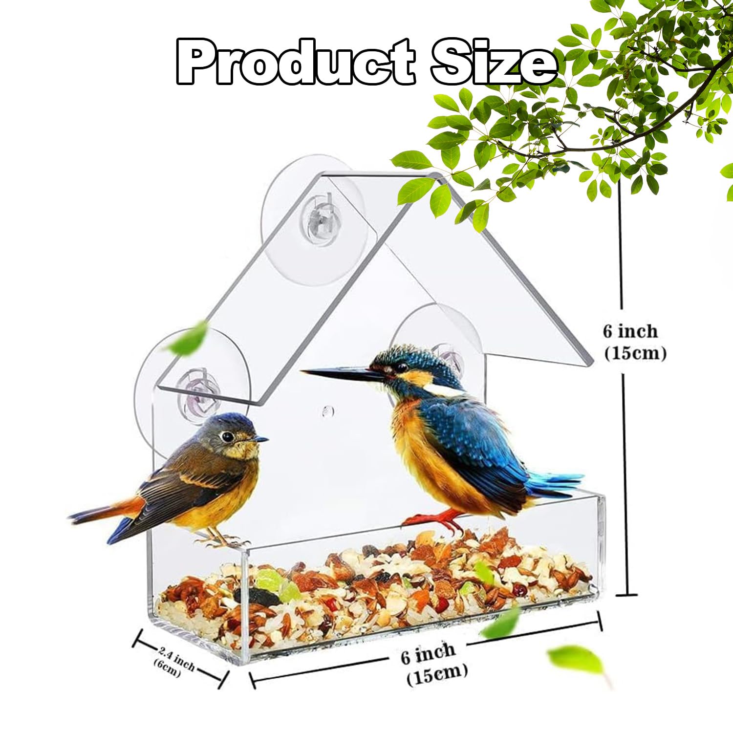 Window Bird Feeder, Acrylic Clear Bird Feeder Box, Easy to Install and Clean, Perfect for Bird Watching - Image 2