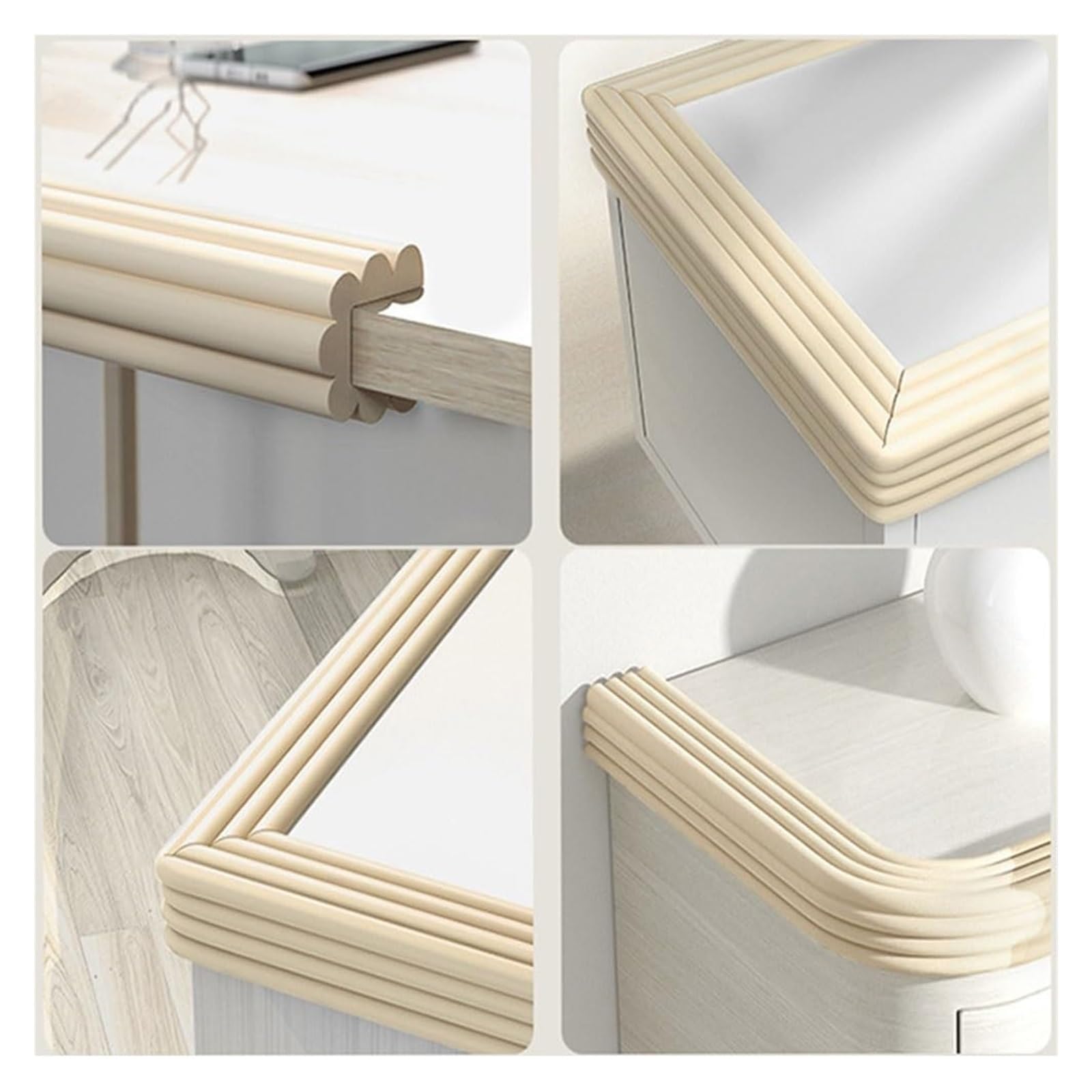 Protectores de esquinas de espuma de seguridad para mesa de 5 m, protectores de esquina para bebé, anticolisión, tira de parachoques con bordes adhesivos