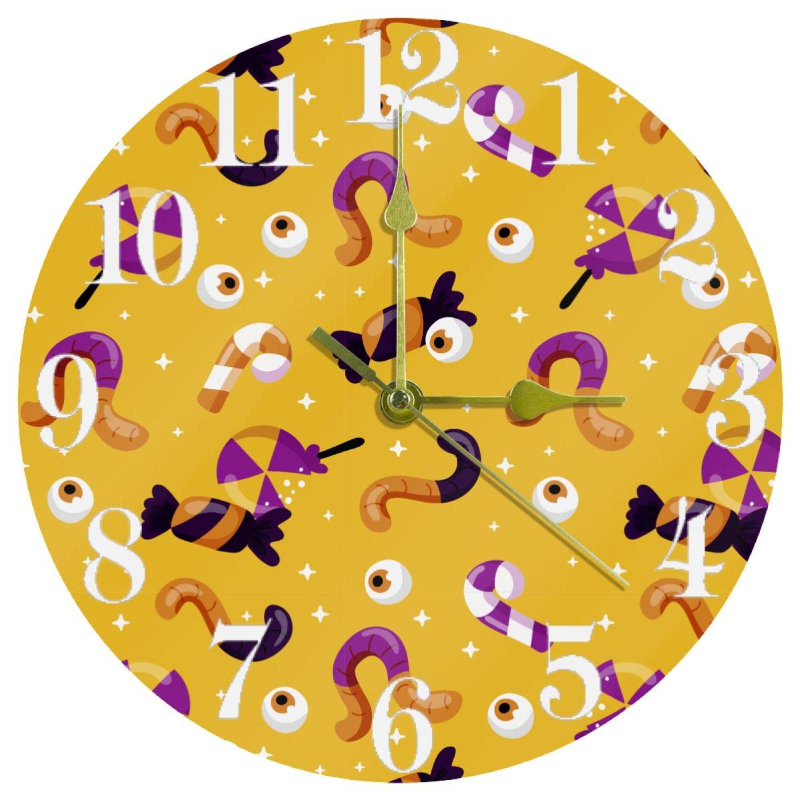Horloge ronde à piles de 25,4 cm avec cadran coloré Halloween