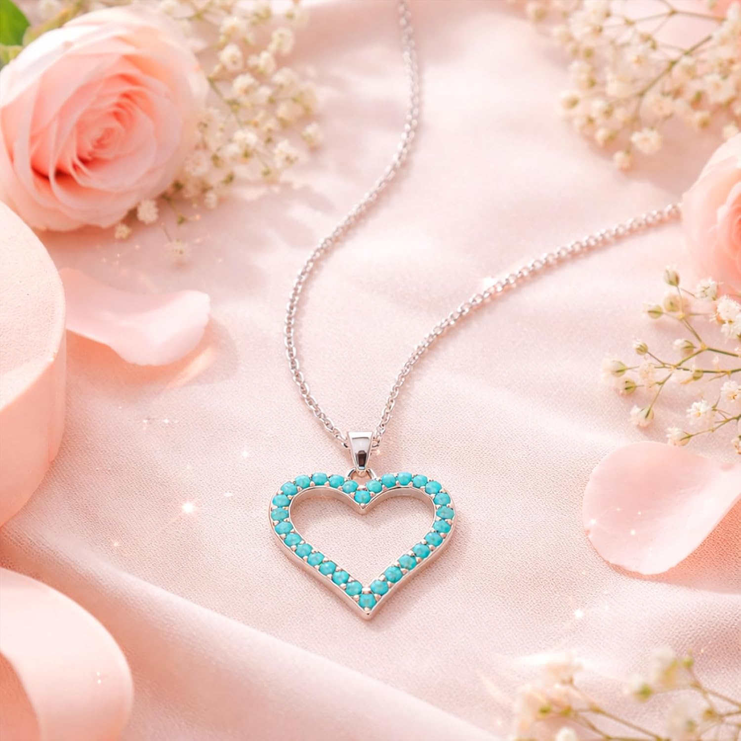 Sheplus Gift for Wife - Natural Turquoise Heart Pendant Gold Necklace Dainty Charm Non 14K Real Gold Plated Love Authentic Real Western Pendant Jewelry for Women