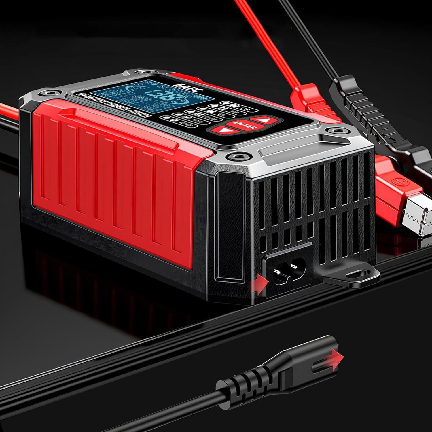 12V Chargeur Batterie Voitures 6A, Testeur de Batterie 100-2000 CCA 4-120Ah, Maintien de Chargeur de Piles Analyseur Compatible 12V Batterie au Plomb, AGM, Gel, pour Voiture, SUV, Moto, Bateau
