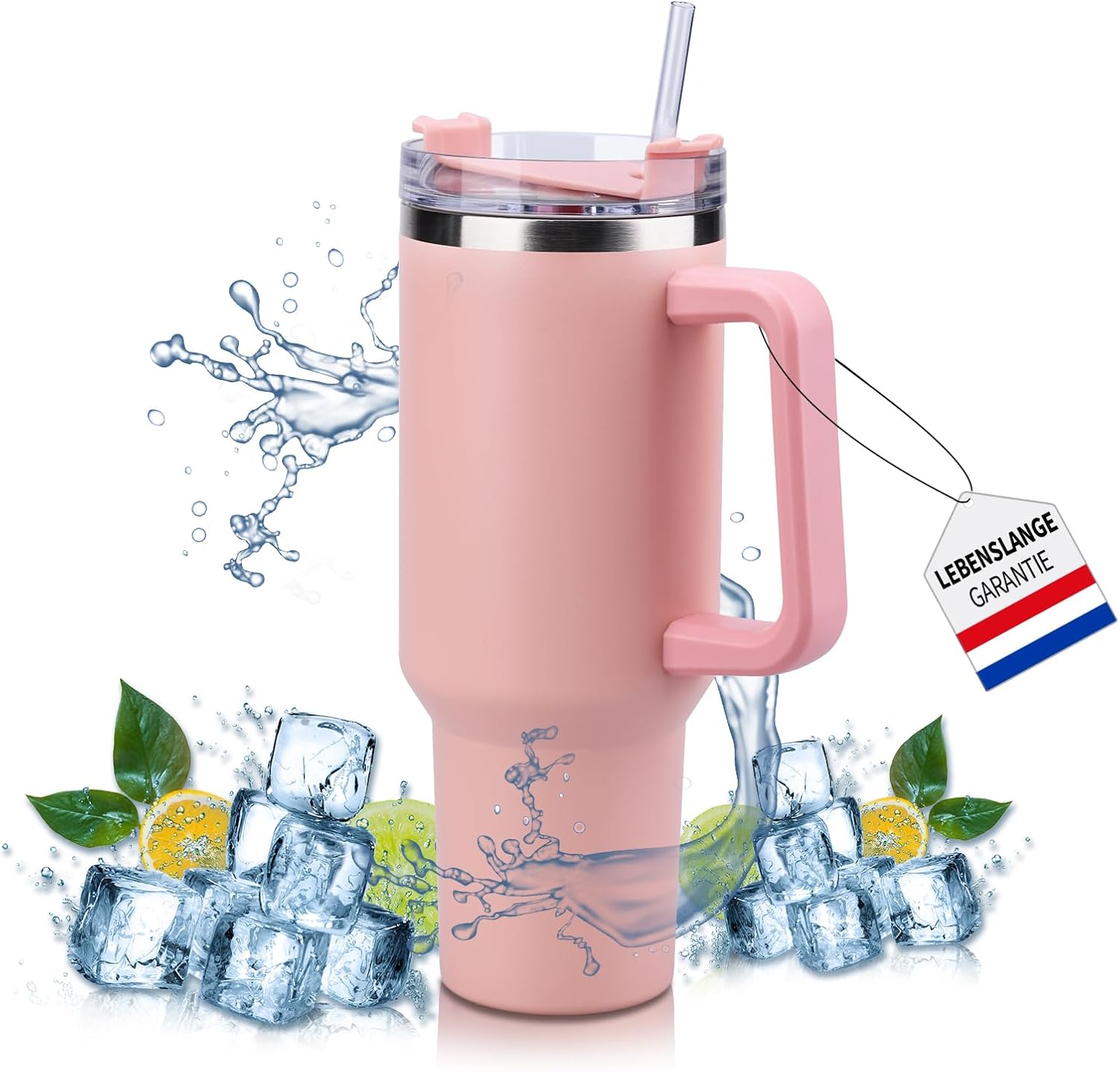 NELXIBI Thermobecher mit Strohhalm,40oz(1200ML) Stanley Cup,Thermobecher mit Henkel,Thermobecher