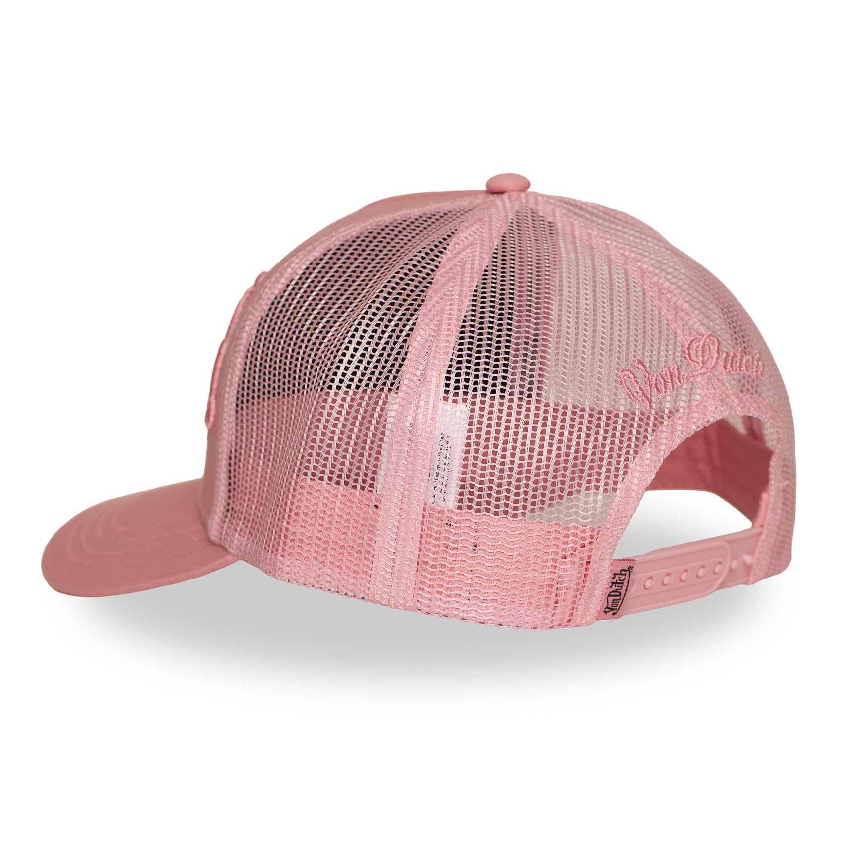 Von Dutch Oryginalna czapka typu trucker z siateczką, różowa, wyszywana tłoczone logo, regulowana