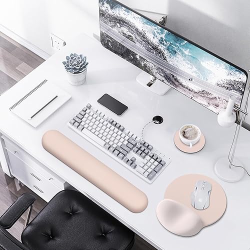 Miniatura 2 de AIMSA Soporte para reposamuñecas para teclado + alfombrilla para mouse + reposamuñecas para mouse + posavasos, base de goma antideslizante