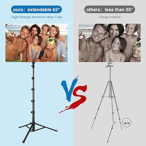 Miniatura 5 de CAMOLO Trípode para teléfono Selfie Stick 62.9 "extensible teléfono trípode soporte de cámara trípode con control remoto inalámbrico y soporte de