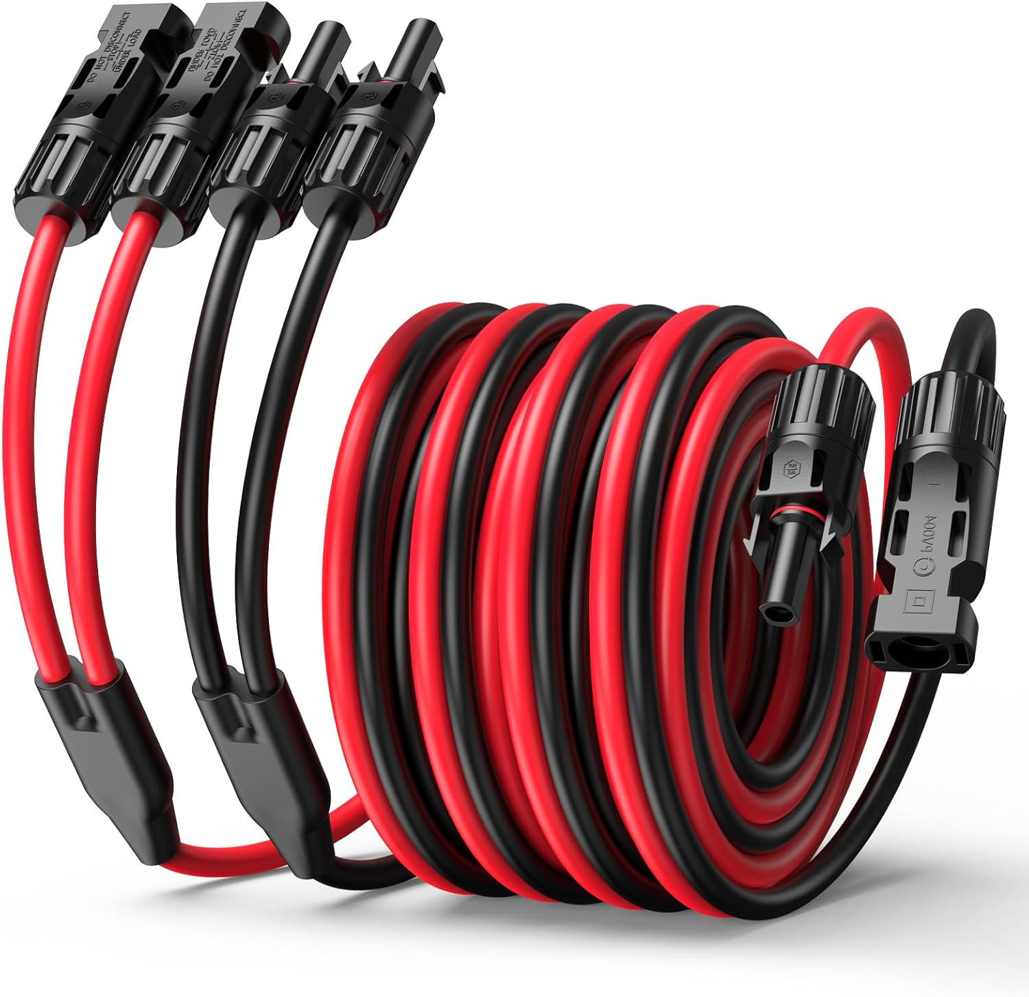 Bateria Power 30FT 12AWG Y-Branch Solar Connectors Extension Cable, Solar Cable Parallel Adaptor Solar Panel Wire in Pair with Female and Male Connectors for Solar Panel (1*M/FF+1*F/MM)