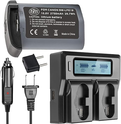 BM Premium LP-E19 Batería y cargador de alta capacidad para cámaras Canon EOS R3, EOS 1D X Mark III, EOS 1D X Mark II, EOS 1DX, EOS 1Ds III, EOS 1D
