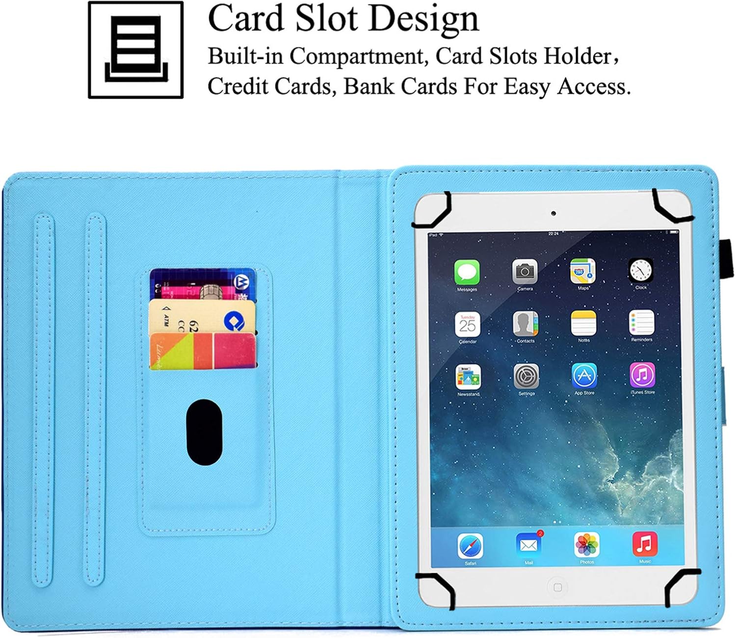 Universal 8.0" Tablet Case,REASUN Slim Folio PU Leather Card Slot Wallet Shell for iPad Mini 1 2 3 4 5/ Galaxy Tab E 8.0/ Tab A 8.0/ Fire HD 8/ Lenovo and More 7.5-8.5 inch Tablet (Elephant) - Image 4