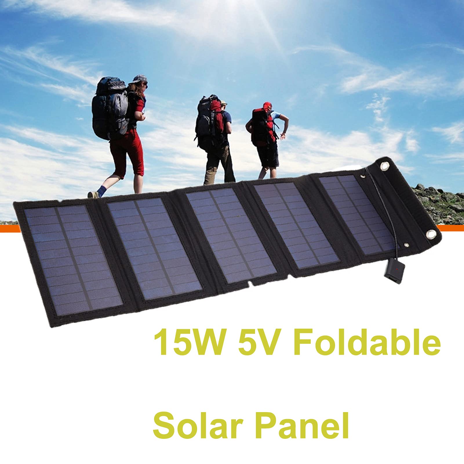 Pannello Solare USB, Banca di Energia Solare Pieghevole Facile da Trasportare, Impermeabile, Comoda da Usare per Uso Esterno (BLACK