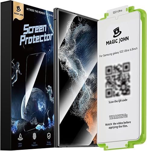 MAGIC JOHN Paquete de 2 protectores de pantalla para Samsung Galaxy S22 Ultra película de cerámica no de vidrio de 6.8 pulgadas, 100% compatible con
