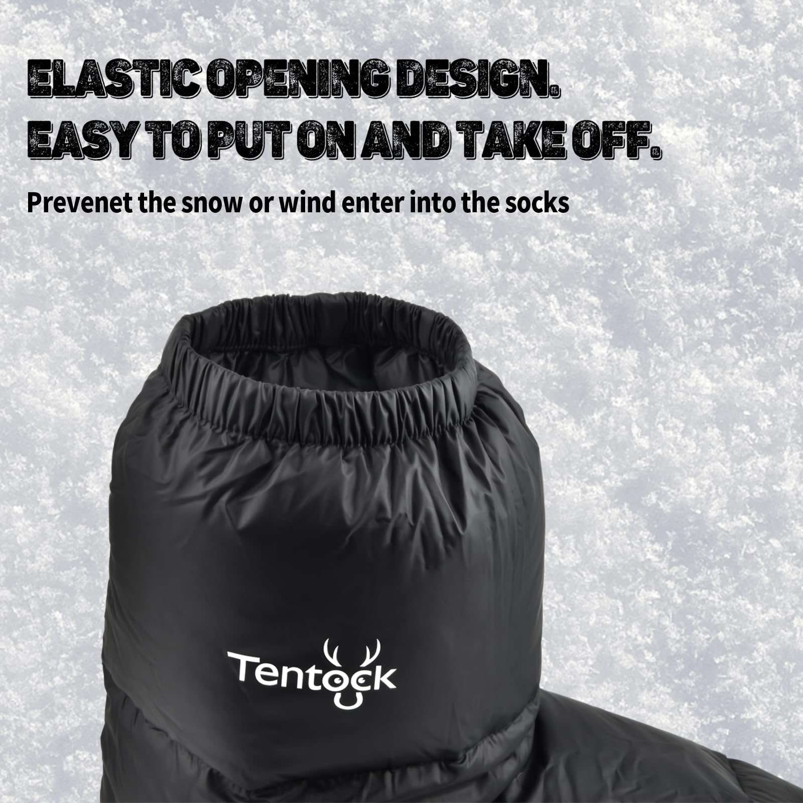 Tentock Down Socks for Men Women Duck Down Thermal Booties AntiSlip Sole Warm Winter Socks Camping Ski Tent Sleeping Bag Home Office Indoor Use Reusable Foot Warmers Outdoor (Black M) - Image 3