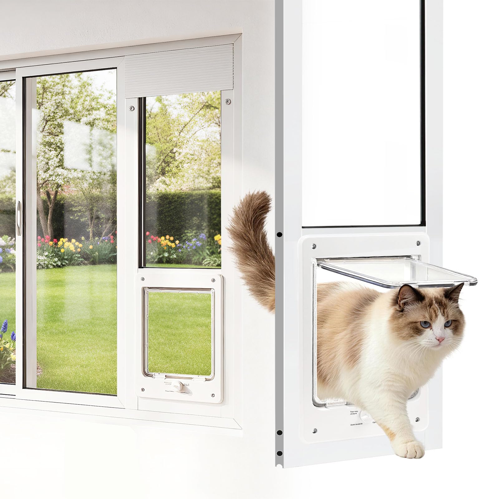 Photo 1 of Vertical Cat Door for Window, Fits 36"- 41" Height Sliding Window, 3-Min No Damage Install, Sturdy Aluminum Frame, Weatherproof Magnetic Closure, 4-Way Lock, Tenant Friendly Sliding Window Cat Door