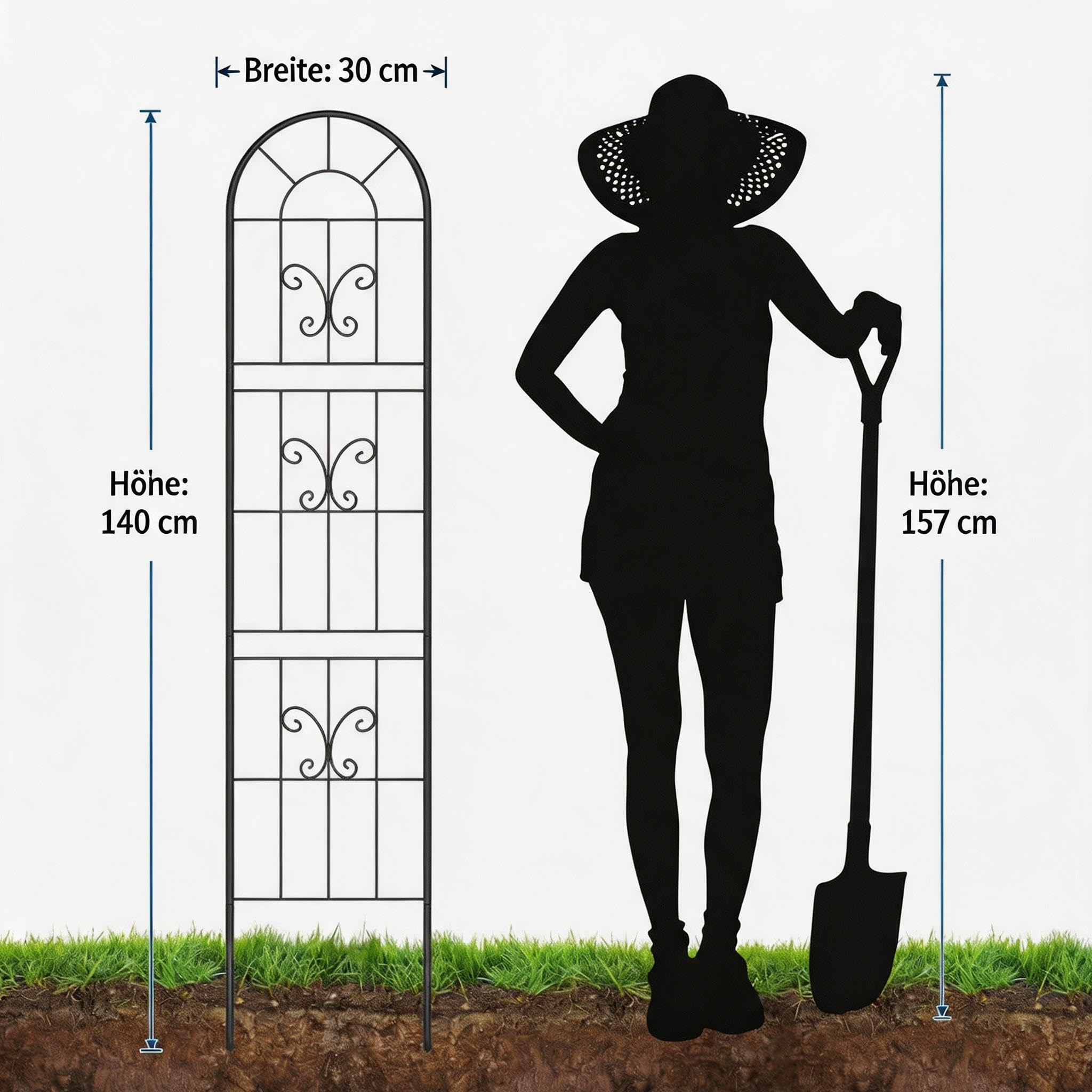 2er-Pack Metall-Rankgitter 140x30 cm, Rosenrankgitter Aus Beschichtetem Metall, Gartenstützrahmen Für Kletterpflanzen, Rosen, Clematis Und Blumen