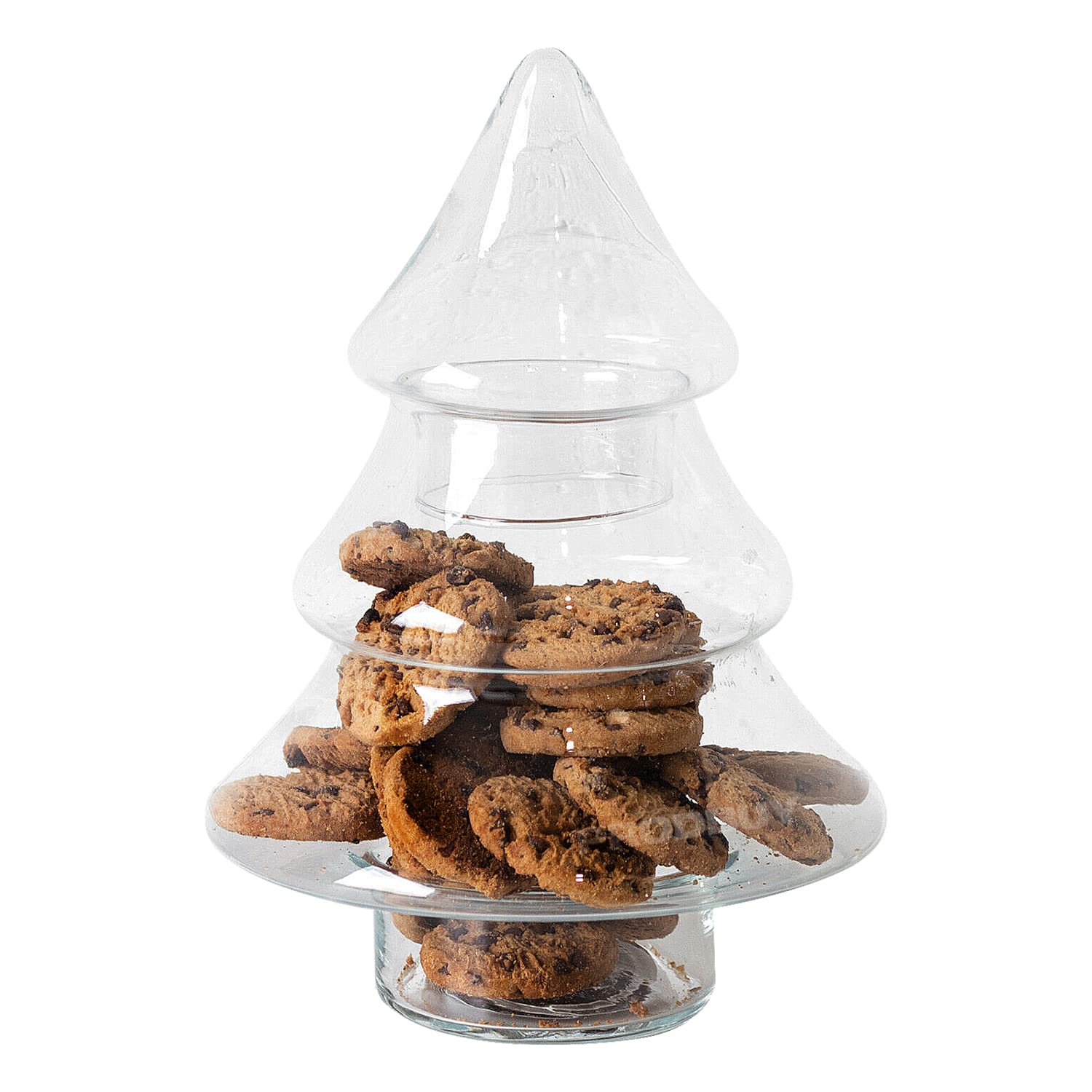 Christmas Tree Glass Biscuit Cookie Treat Storage Jar Candy Cane Sweet Container