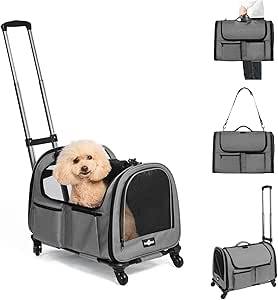 Large Pet Carrier with Wheels, Foldable Rolling Dog Carrier with Wheels and Big Pocket, Cat Rolling Bag 21\\\