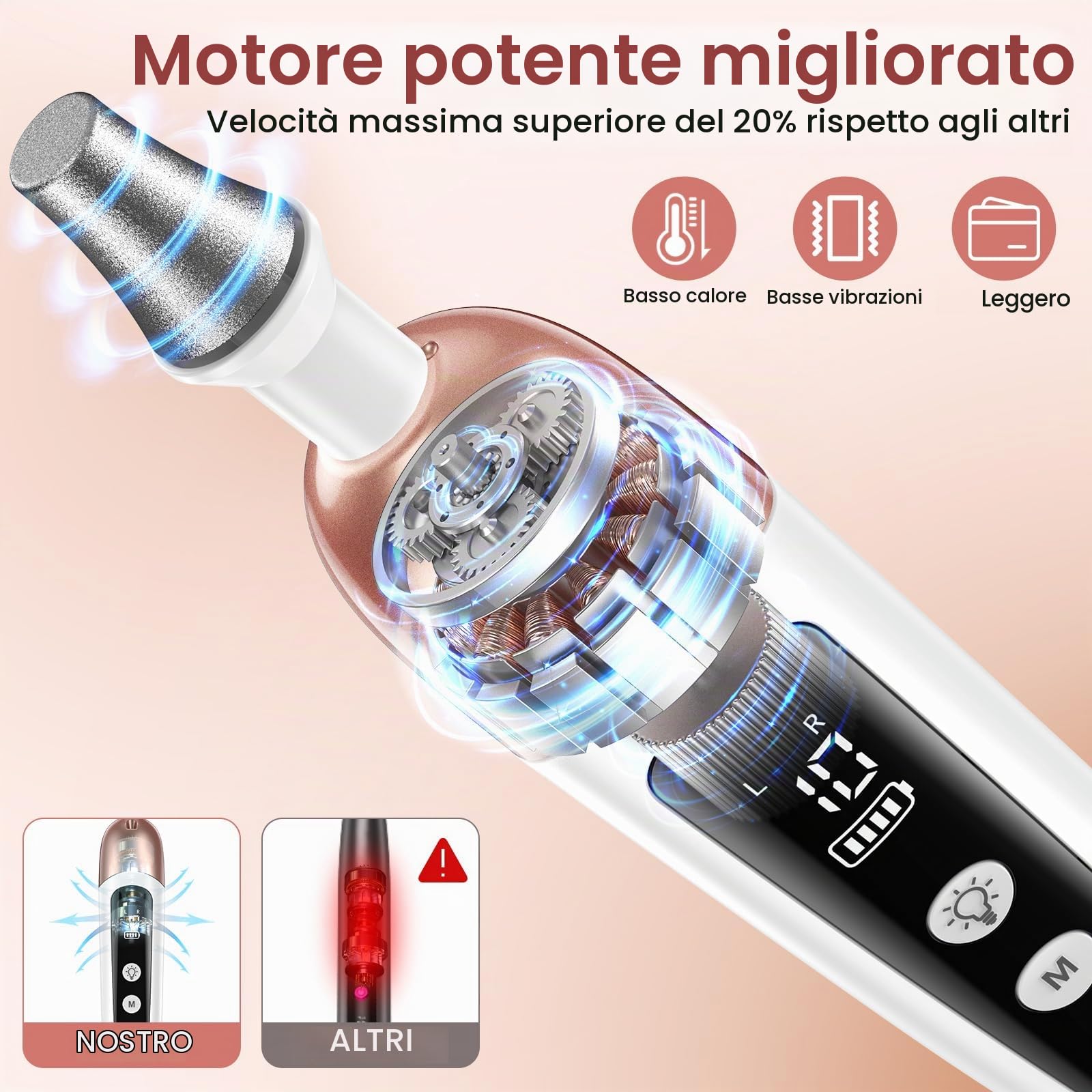 Fresa per Unghie, Fresa Unghie Professionale per Manicure e Pedicure, 10 Velocità Lima Elettrica Per Unghie, 6 Accessori in Feltro e Zaffiro, per Cuticole Remove, Curare Unghie, Casa Salone Regalo