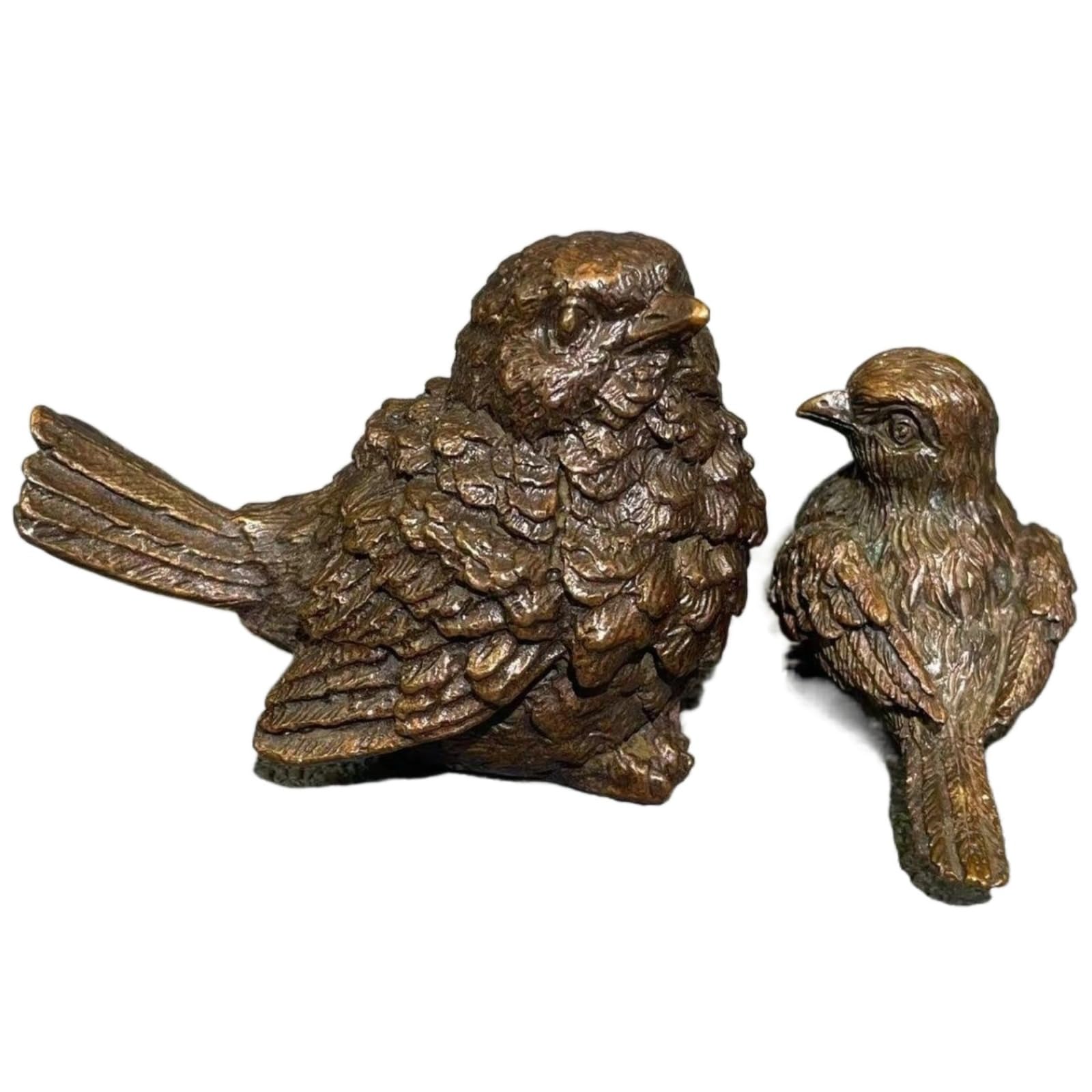 NGDFGR 2Pcs Brass Sparrow Magpie Model Miniature Figurines,Animals Bird Statue Sculpture Desktop Ornament Home Bonsai Landscaping Sand Table Car Decor Accessories Study Paperwei