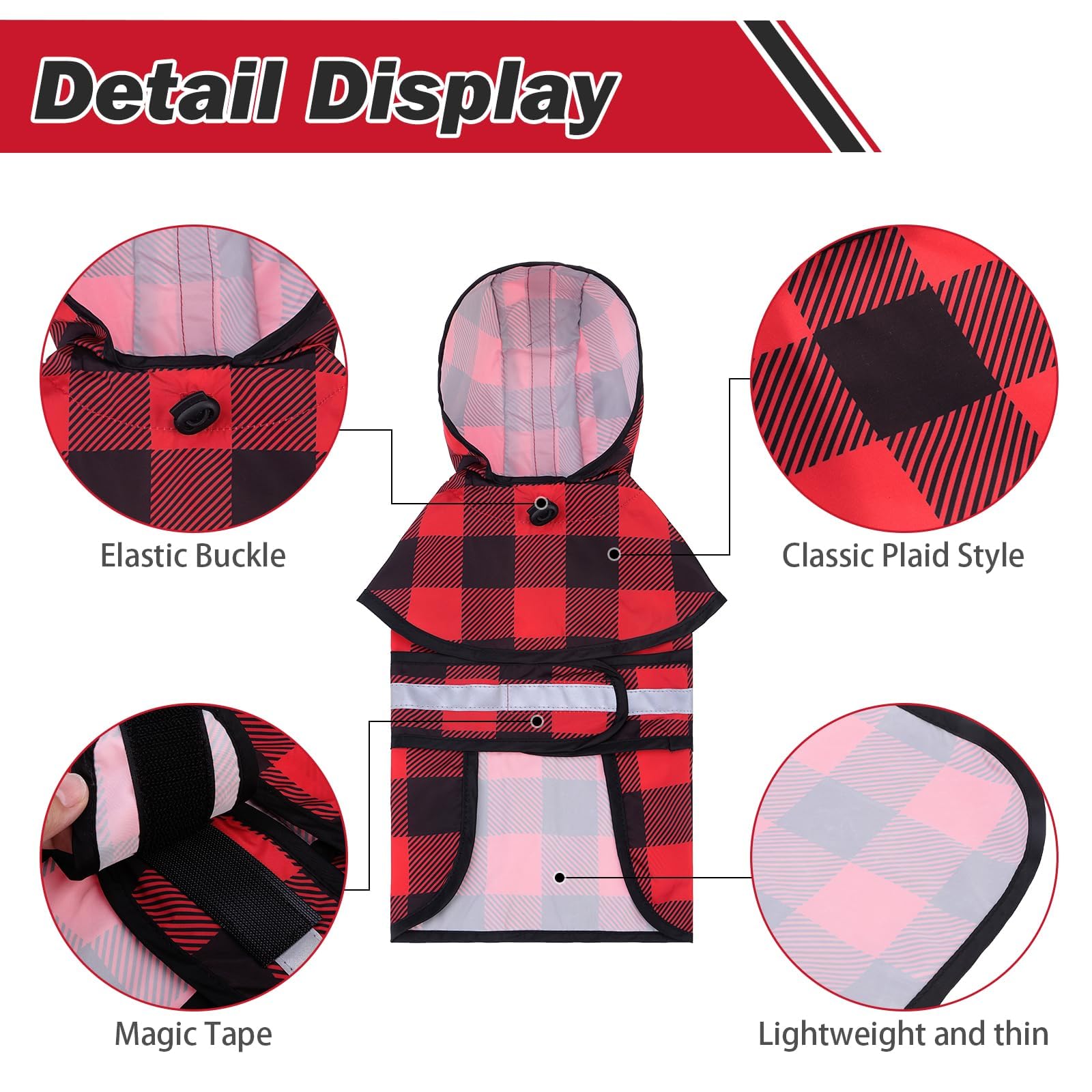KOOLTAIL Dog Raincoat Hooded Slicker Poncho with Leash Hole - Image 4