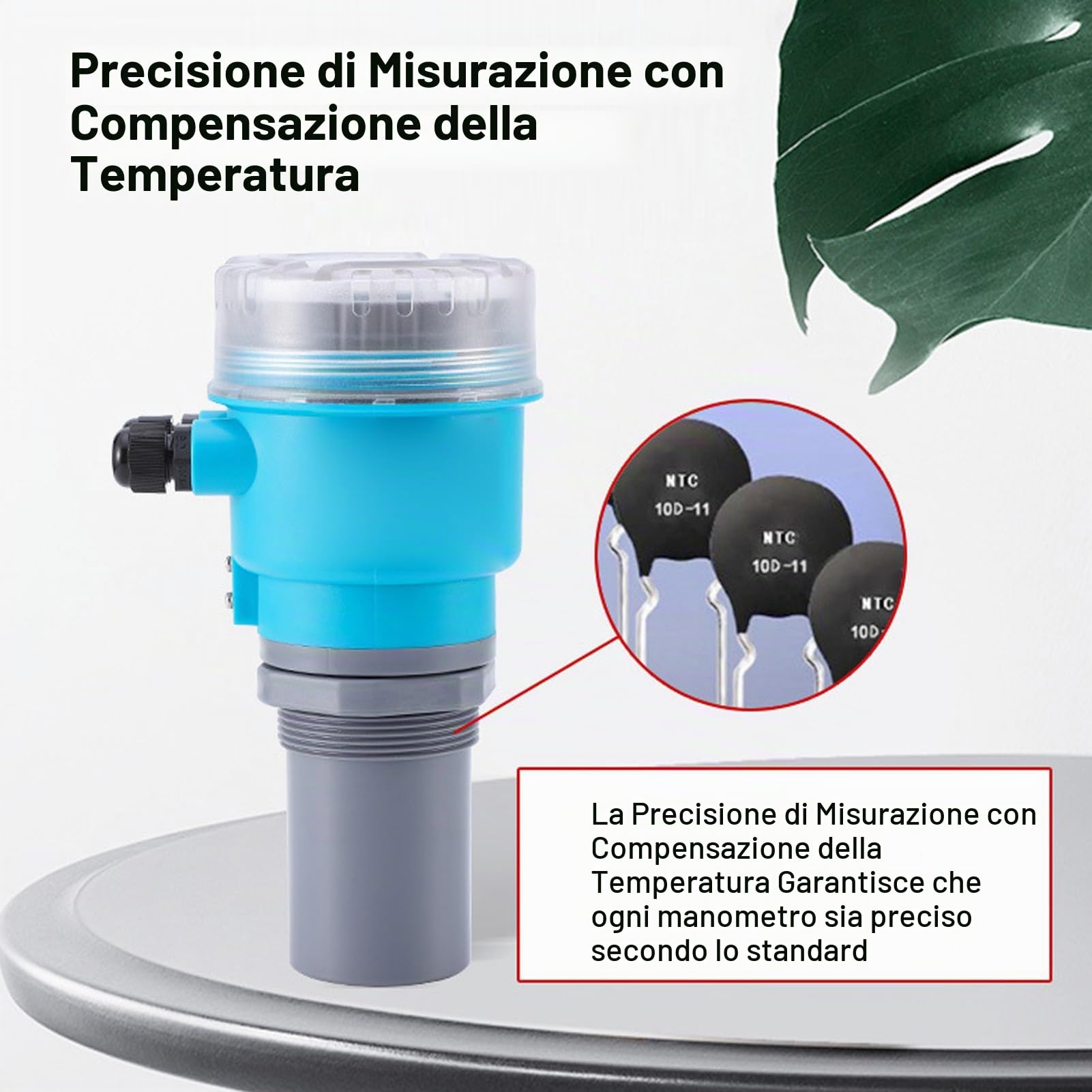 Pyhodi Sensore di Livello 'Acqua Ad Ultrasuoni, Display a LED Trasmettitore Misuratore di profondità del Liquido 4-20 MA per Serbatoio 'Acqua, Misuratore di Livello della profondità del