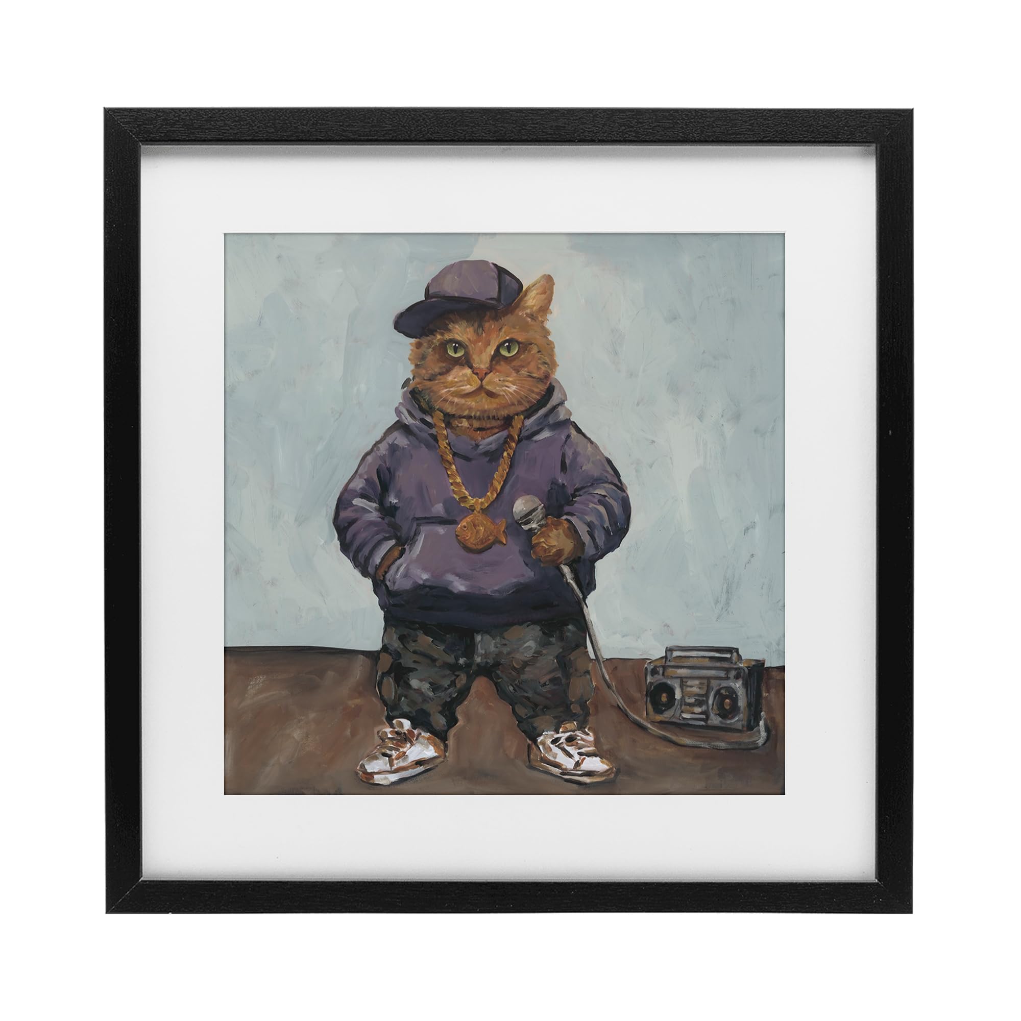 'Urban Hip-Hop Cat'| Framed Print Under Glass
