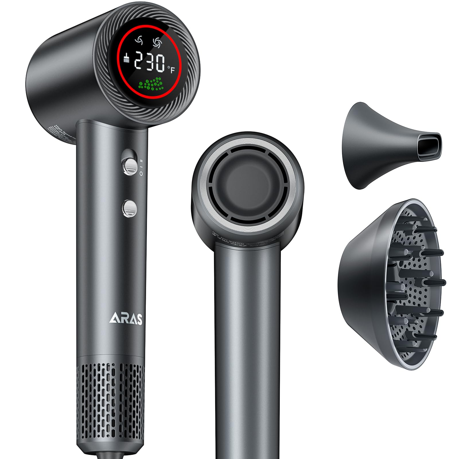 Hair Dryer, Negative Ionic Blow Dryer with 140, 000 RPM Professional High-Speed Blow Dryer, Brushless Motor for Fast Drying, Low Noise Thermo-Control Hairdryer with Magnetic Nozzle