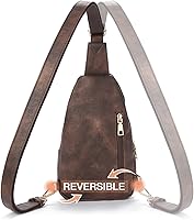 Vista 32 de Telena Riñonera pequeña para mujer, de cuero, cangureras, bolsa de pecho para mujer 3-camel marrón