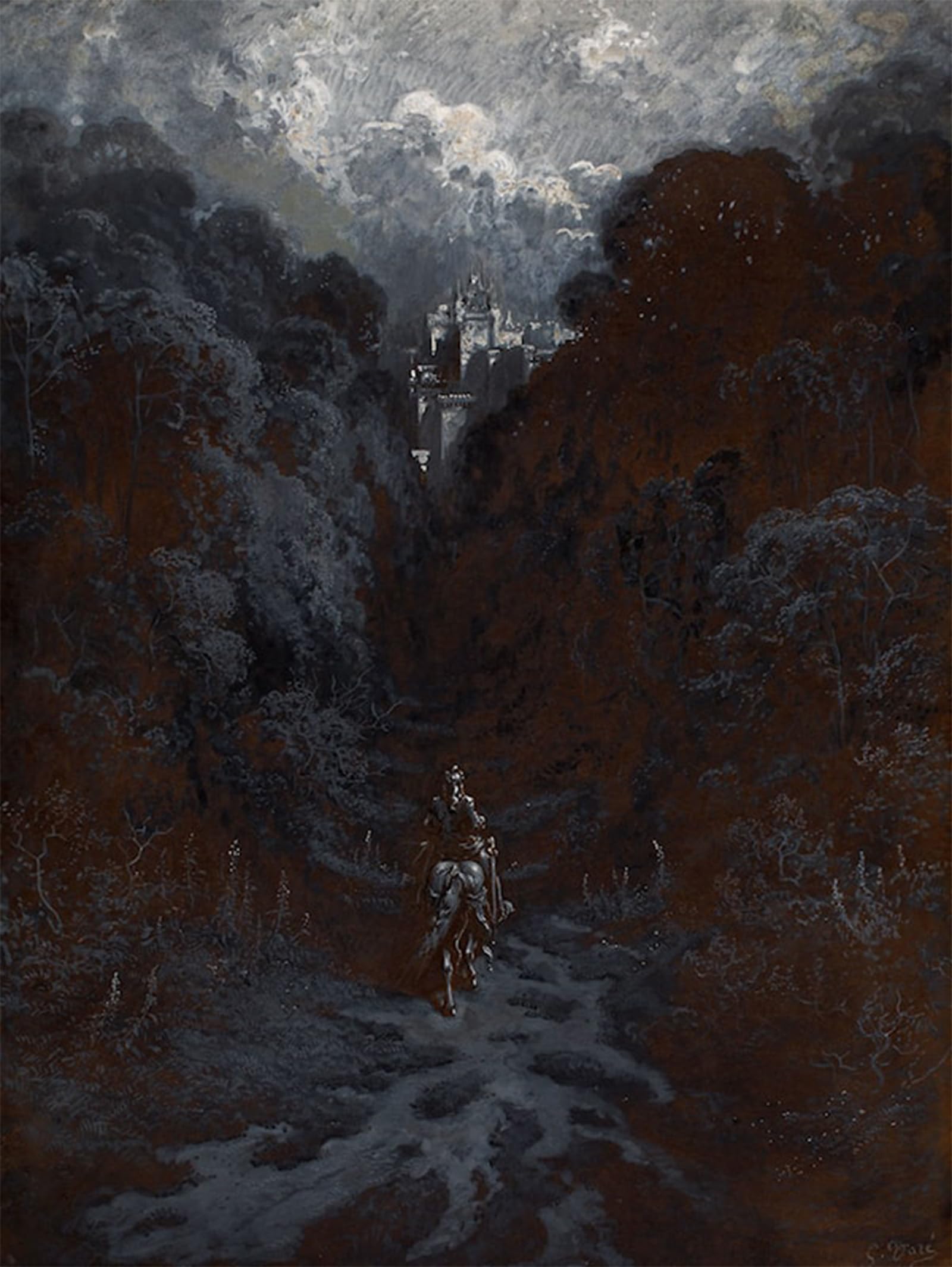 SERENDIPITP Vintage Picture Print on Canvas Wall Art Poster Sir Lancelot Approaching the Castle of Astolat Gustave Dore Artwork Print Poster for Wall Decor 60x90cm