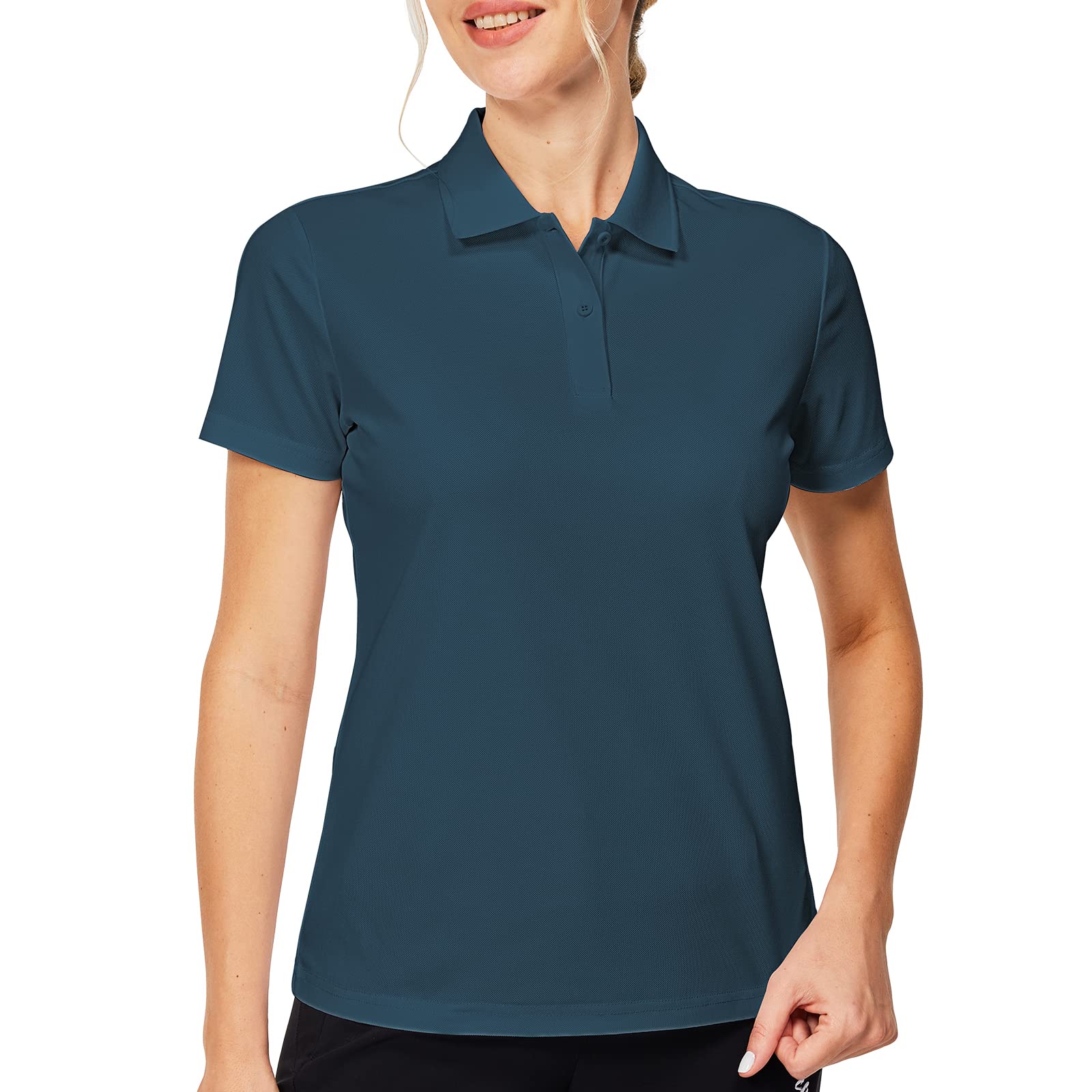 Casei Womens Polo Shirts Golf Shirts Quick Dry Moisture Wicking Black and White Polo Shirt Small Dark Blue