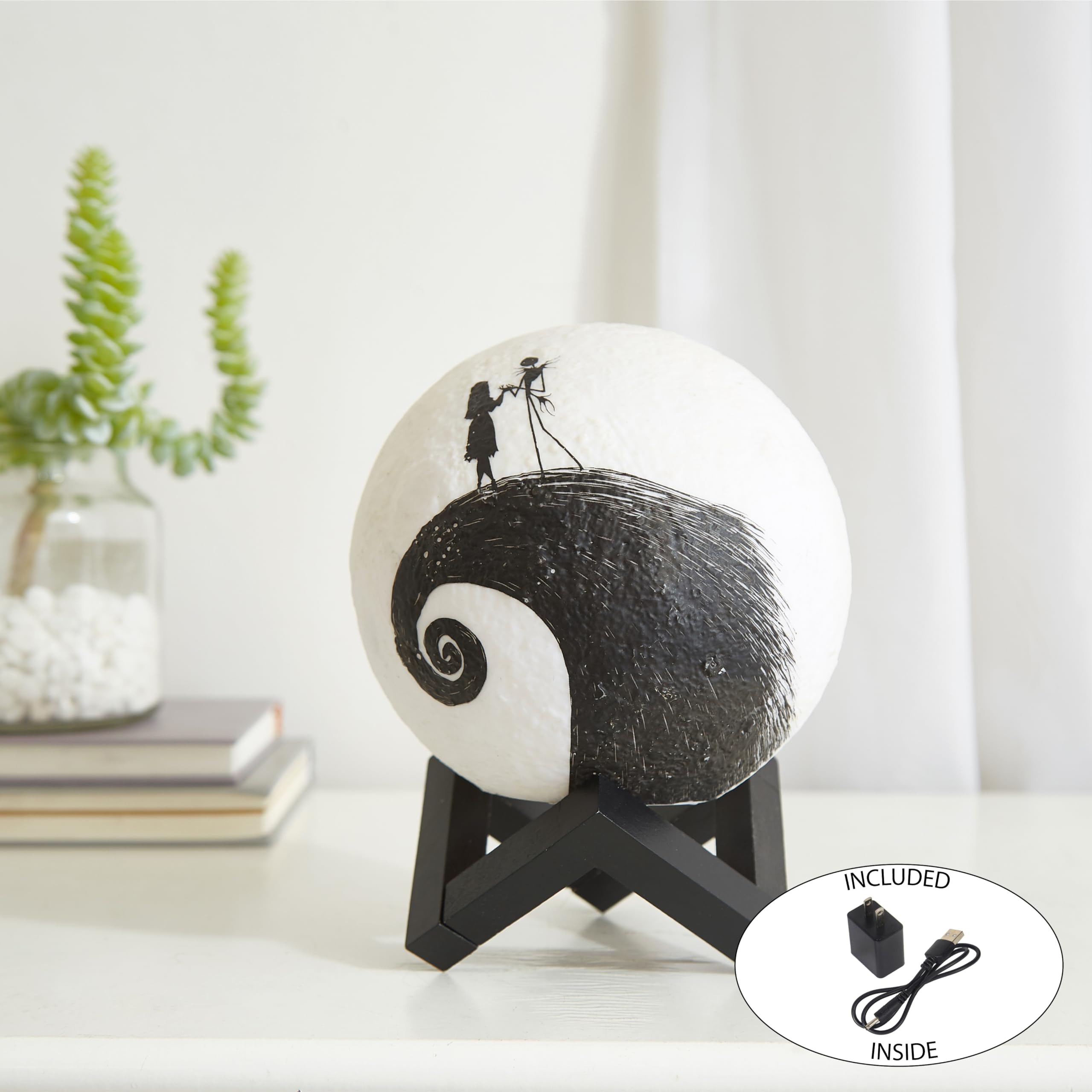 Idea Nuova The Nightmare Before Christmas Spiral Hill LED Mood Light, Color Changing Decorative Lamp Featuring Jack Skellington,Battery Operated Tabletop Light