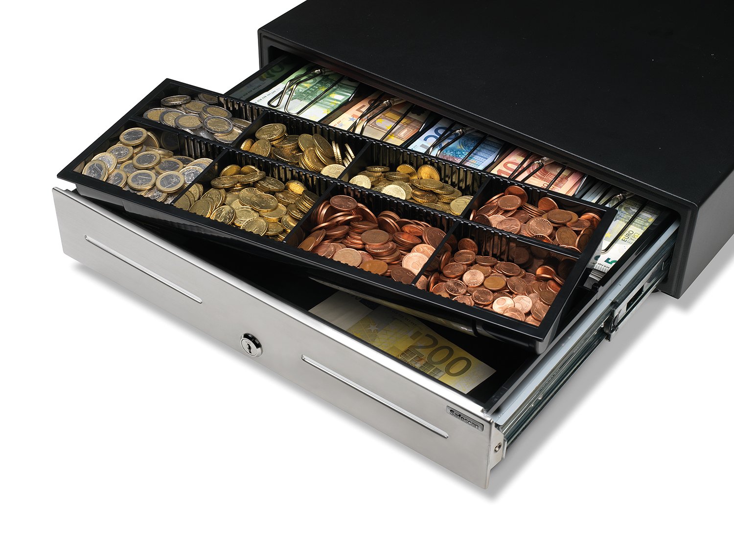 Safescan 4646T bac amovible qui organise votre argent à l'intérieur de votre tiroir-caisse - Bac avec 6 emplacements billets et 8 emplacements pièces - Convient au tiroir Safescan HD4646S