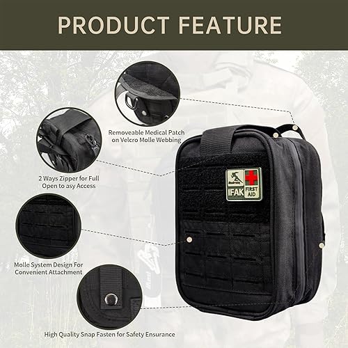 Miniatura 3 de IFAK Kit de primeros auxilios  Control de sangrado de emergencia y equipo de supervivencia para automóvil, viajes familiares, aventuras al aire