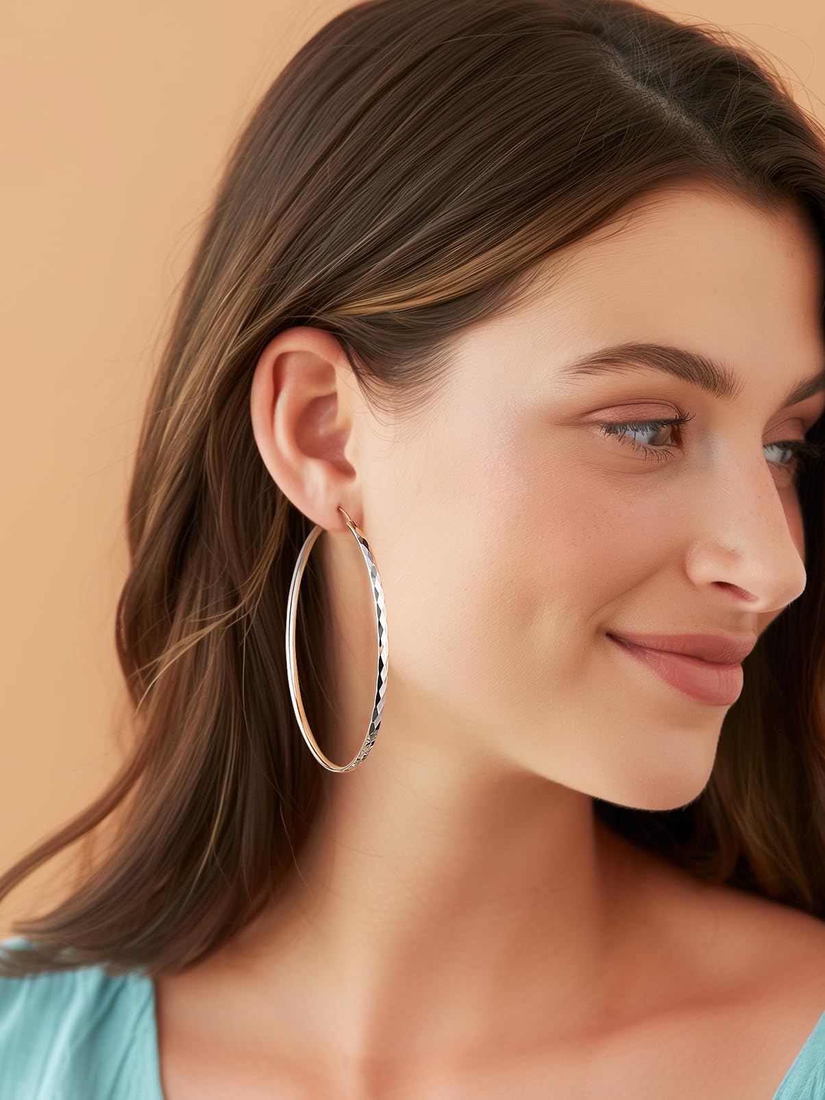 Silvora Aros Grandes Pendientes Plata 925 Mujer 70mm Aretes Ligeros Madre | Material Hipoalergénico Plata de Primera Ley Joyería Delicada Moda Accesorio Decoración Ropa Pareja Regalo Cumpleaños