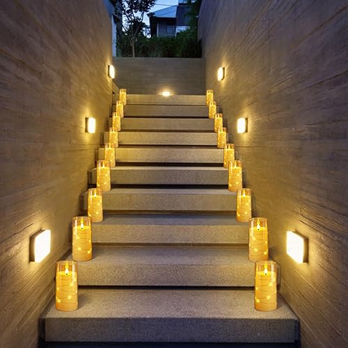 Miniatura 3 de NURADA Velas Parpadeantes Sin Llama Velas LED de Pilar de Acrílico con Luces de Cadena de Estrellas Integradas Operadas por Batería con Control