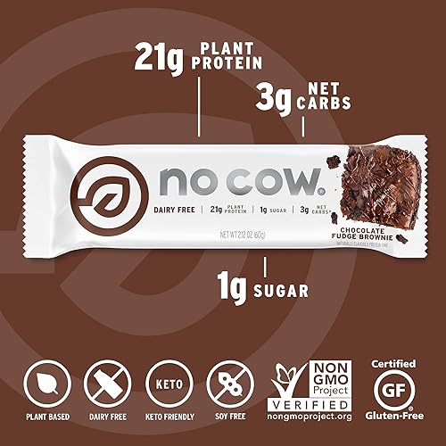 Miniatura 2 de No Cow - Barra de proteínas a base de plantas 20 gramos 071oz apto para keto bajo en carbohidratos baja en azúcar sin lácteos sin gluten vegano alta