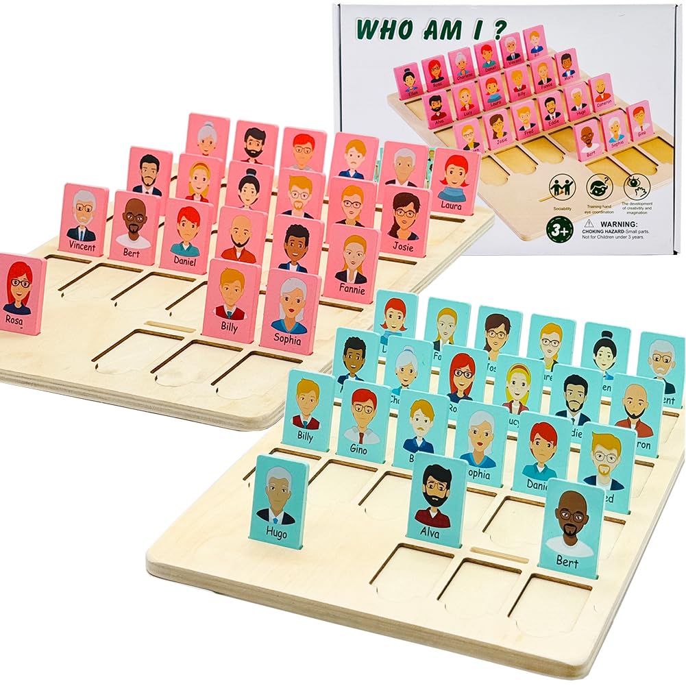 Guess Game Board Games Who Am I Wooden Board Game for Kids 3 4 5 6 7 8 Years Old Boys Girls Kids Operation for Family Night Memory Family Classic Board Games
